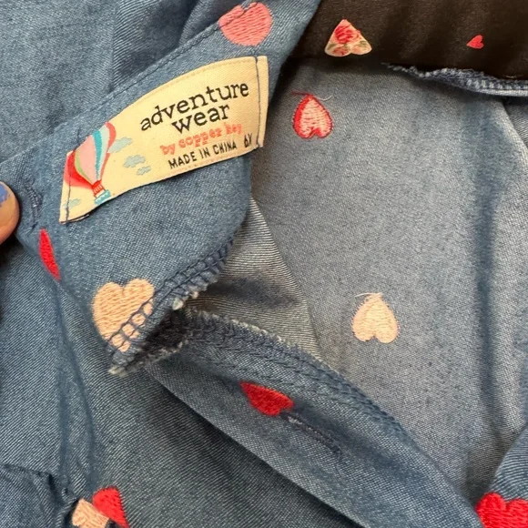 Blue Heart Patterned Long Sleeve Dress - Picture 5 of 6